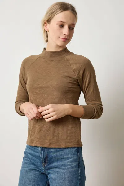 Lilla P Raglan Mock Neck Top In Truffle In Brown