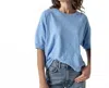 Lilla P Short Sleeve Back Seam Crewneck Tee In Malibu In Blue