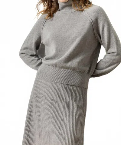 Lilla P Raglan Turtleneck Sweater In Heather Grey In Gray