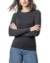 Lilla P Long Sleeve Raw Edge Crewneck Top In Black In Black