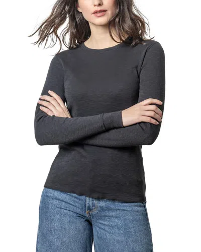 Lilla P Slim Fit Long Sleeve Bias Crewneck Shirt In Black