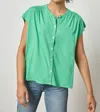 Lilla P Relaxed Button Down Tee In Julep In Green