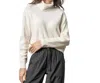Lilla P Relaxed Ribbed Turtleneck Sweater In Off White In White