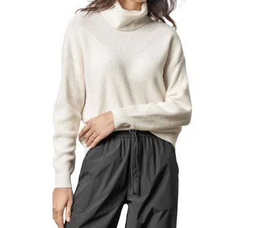LILLA P RELAXED RIB TURTLENECK SWEATER IN OFF WHITE