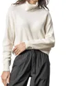 Lilla P Relaxed Ribbed Turtleneck Sweater In Off White In White