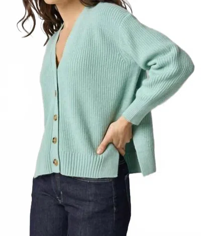 Lilla P Relaxed Side Vent Cardigan In Frost In Green