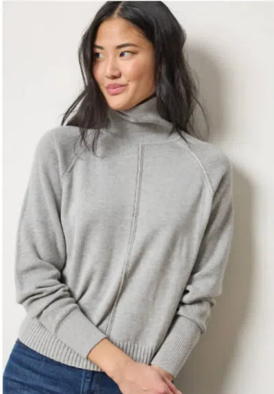 Lilla P Relaxed Turtleneck Sweater In Heather Grey In Gray