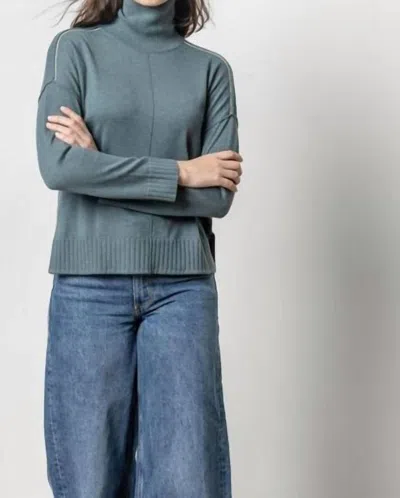 LILLA P RELAXED TURTLENECK SWEATER IN HERON