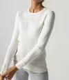 Lilla P Rib Long Sleeve Raw Edge Crew Tee In Winter White In White