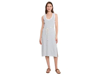 Lilla P Rib Stripe Side Slit Tank Top Dress In Multi