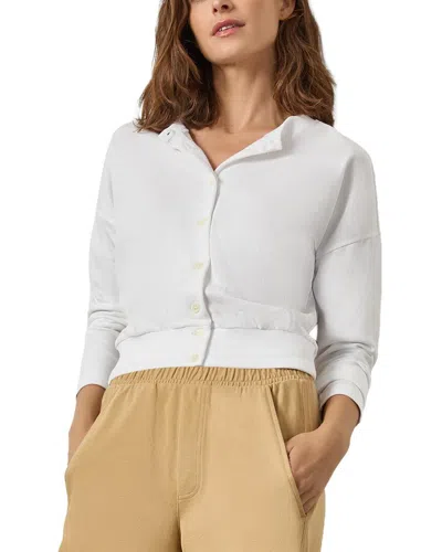 Lilla P Rib Trim Cardigan In White