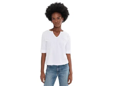 Lilla P Rib Trim Elbow Split Neck In Blue