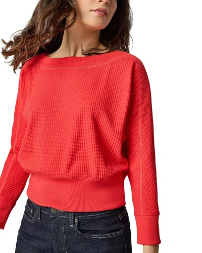 Lilla P Rib Trim Seamed Top In Red