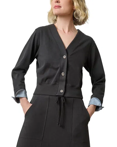 Lilla P Rib Trim V-neck Cardigan In Black