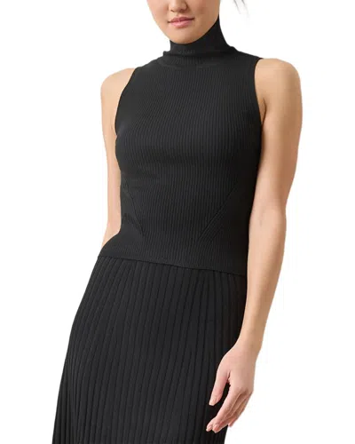 Lilla P Rib Turtleneck Shell Sweater In Black
