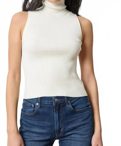 Lilla P Rib Turtleneck Shell Sweater In Cream In White