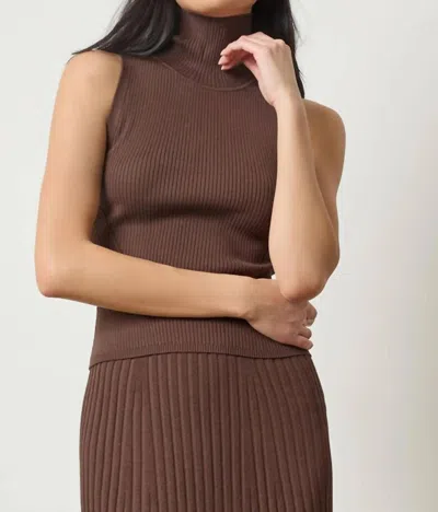 Lilla P Rib Turtleneck Shell Sweater In Mink In Brown