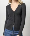 Lilla P Ribbed Cardigan In Black In Black