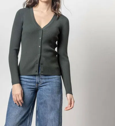 Lilla P Ribbed Cardigan Sweater In Loden In Green