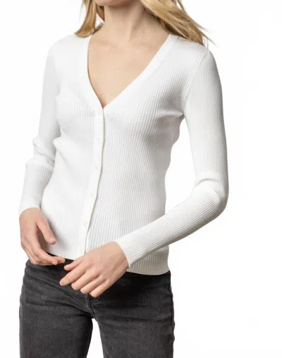 Lilla P Ribbed Cardigan Sweater In White