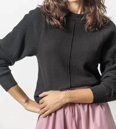 Lilla P Ribbed Crew Neck Sweater In Black