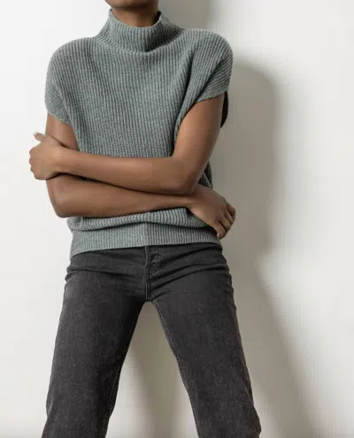 Lilla P Ribbed Funnel Neck Sweater In Heron In Multi