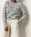 Lilla P Ribbed Neck Raglan Long Sleeve Sweater In Black Space In Gray