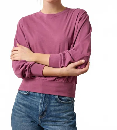 Lilla P Ribbed Trim Easy Crew Shirt In Vintage Plum In Pink