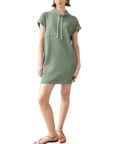 Lilla P Roll Sleeve Seamed Dress In Green