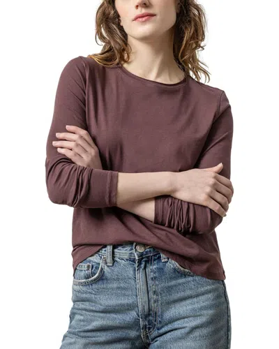 Lilla P Rolled Edge Neckline Shirt In Burgundy