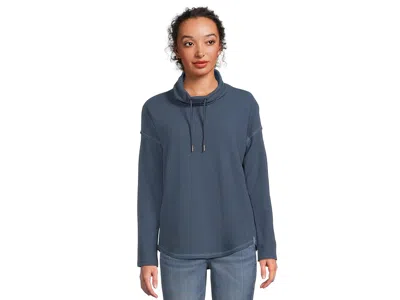 Lilla P Rounded Hem Mock Neck In Black