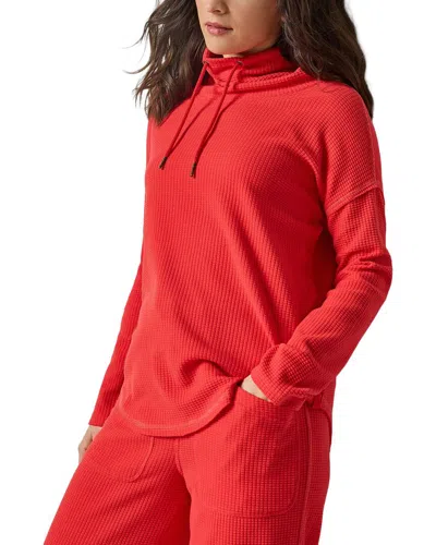 Lilla P Rounded Hem Mock Neck In Red