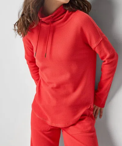 Lilla P Rounded Hem Mock Neck Top In Fiesta In Red