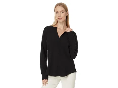 Lilla P Rounded Hem Split Neck In Black