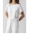 Lilla P Ruched Side Boatneck Top In White In White
