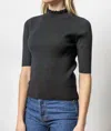 Lilla P Ruffle Mock Neck Sweater In Black In Black