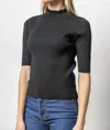 Lilla P Ruffle Mock Neck Sweater In Black In Black