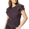 LILLA P RUFFLE SHELL SWEATER IN FIG