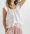 Lilla P Ruffle Sleeve Top With Shirring In White In White