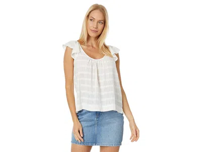 Lilla P Ruffle Sleeve Top With Shirring In White