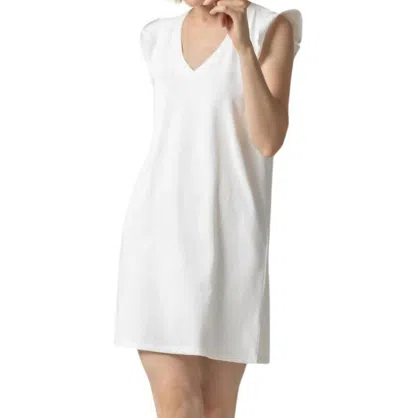 Lilla P Ruffle Sleeve V Neck Dress In White