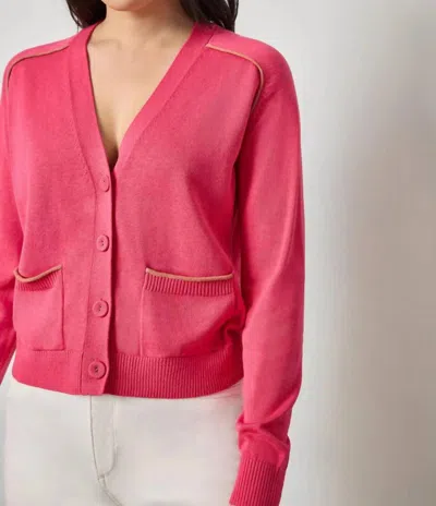 Lilla P Saddle Sleeve Cardigan In Azalea In Pink