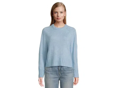 Lilla P Saddle Sleeve Crew Neck Sweater In Blue