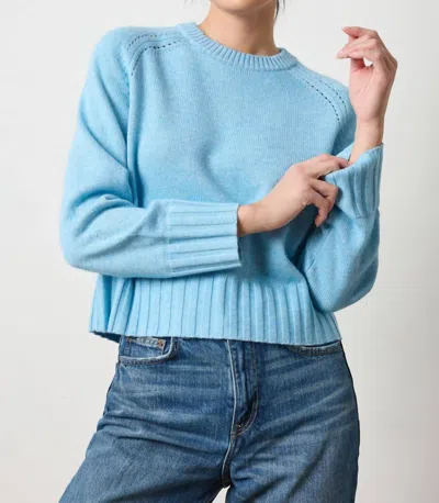 Lilla P Saddle Sleeve Crewneck Sweater In Mystic Blue