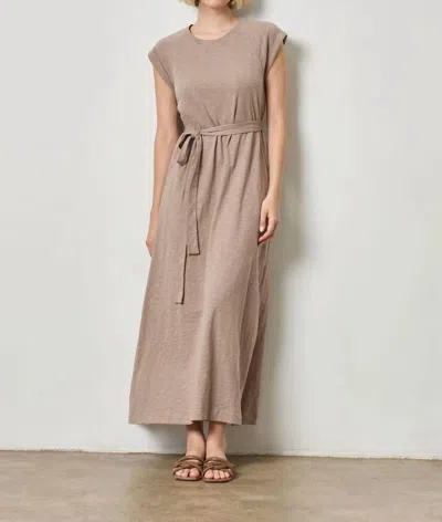 Lilla P Saddle Sleeve Maxi Dress In Driftwood In Orange