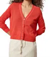 Lilla P Saddle Sleeve V-neck Cardigan In Begonia In Red
