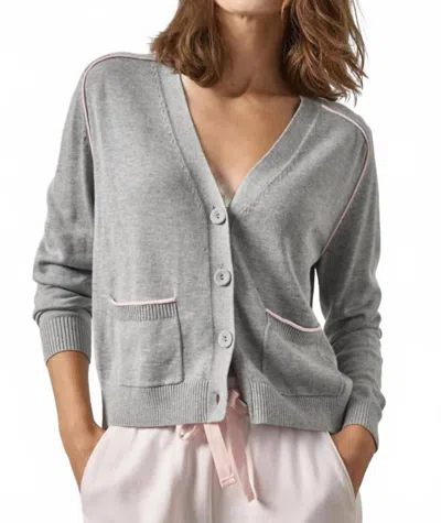 Lilla P Saddle Sleeve V-neck Cardigan In Heather Grey In Gray