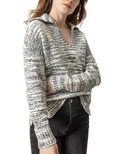 Lilla P Sailor Collar Wool-blend Sweater In Black