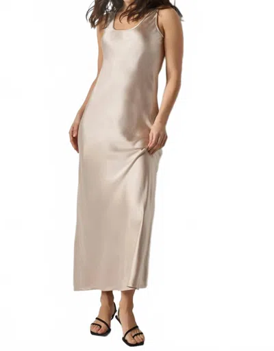 Lilla P Satin Bias Maxi Dress In Angora In Neutral