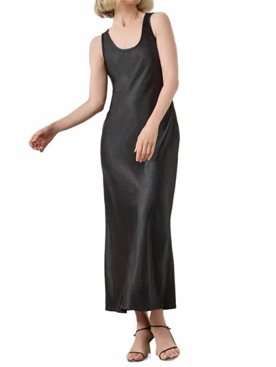 Lilla P Satin Bias Maxi Dress In Black